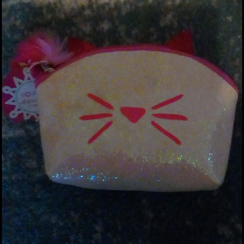 Sparkle cat makeup bag